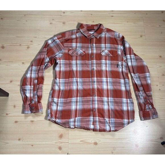 Columbia University of Texas Longhorns Omni Wick Long Sleeve Shirt Men's M Plaid - Picture 1 of 7